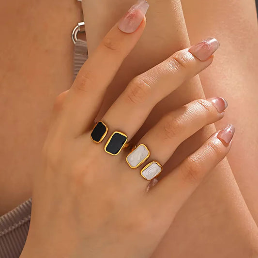 Double Black & White Ring Adjustable