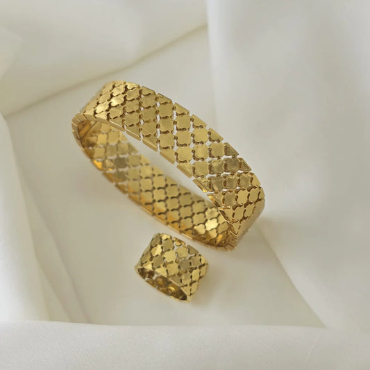 Sparkle Bangle & Ring Set (Adjustable Ring)