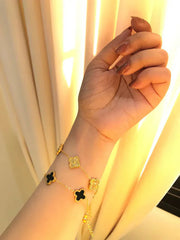 Black And Golden Clover Bracelet